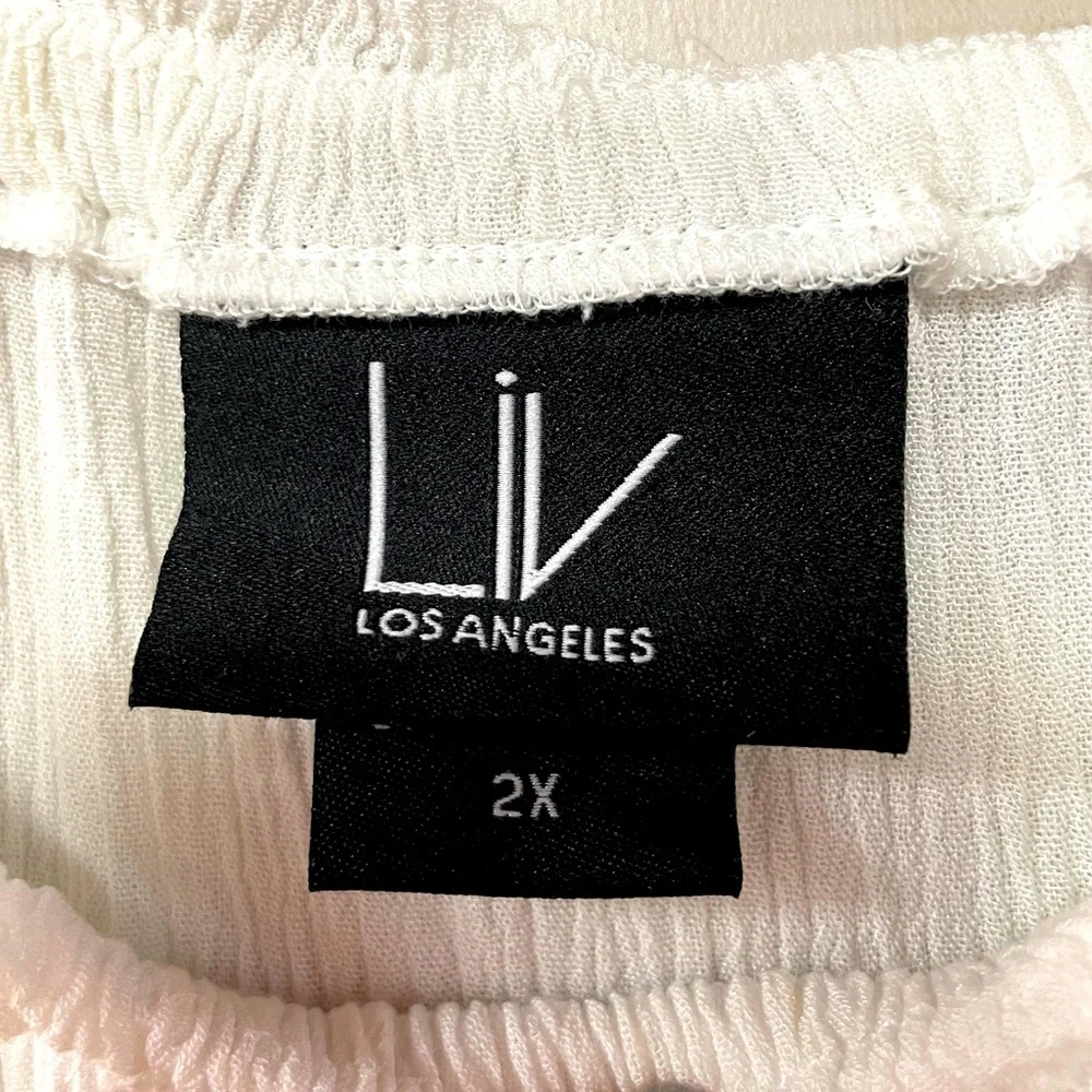 Liv Los Angeles White Sheer Boho Embroidered Blouse Sz 2X - Picture 3 of 7